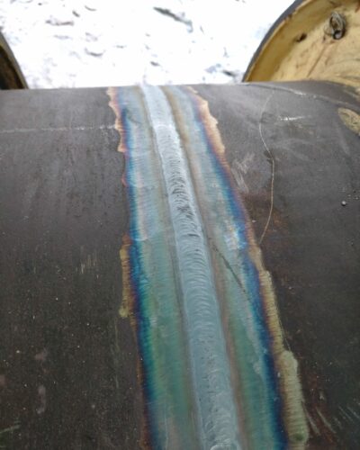 Spawanie rury pod RTG.